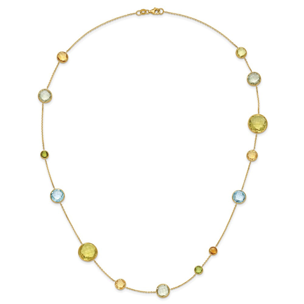 14K Yellow Gold Polished Multi-color Gemstone Necklace 24"