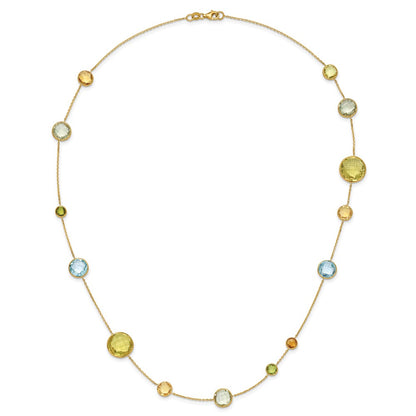14K Yellow Gold Polished Multi-color Gemstone Necklace 24"