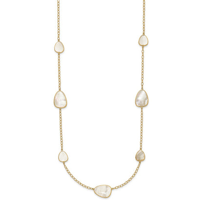 14k Yellow Gold Polished Mother of Pearl Necklace