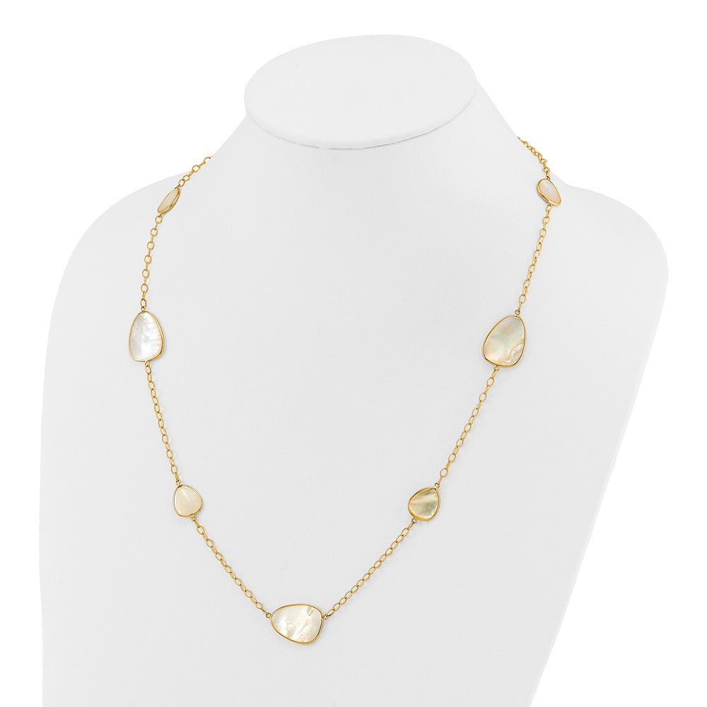 14k Yellow Gold Polished Mother of Pearl Necklace
