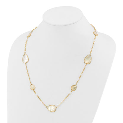14k Yellow Gold Polished Mother of Pearl Necklace