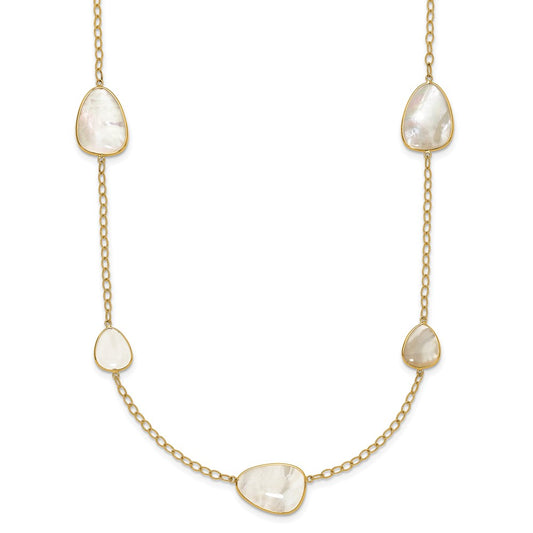 14k Yellow Gold Polished Mother of Pearl Necklace