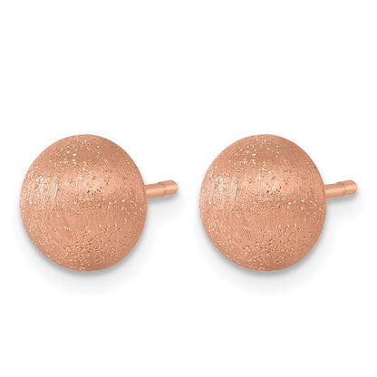 18K Rose Gold Brushed 8.0mm Button Stud Earrings
