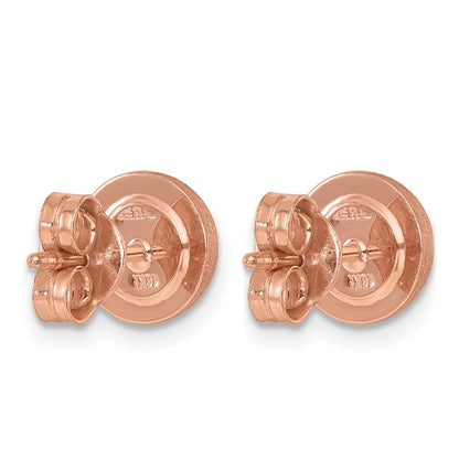 18K Rose Gold Brushed 8.0mm Button Stud Earrings