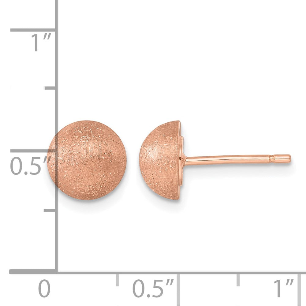 18K Rose Gold Brushed 8.0mm Button Stud Earrings
