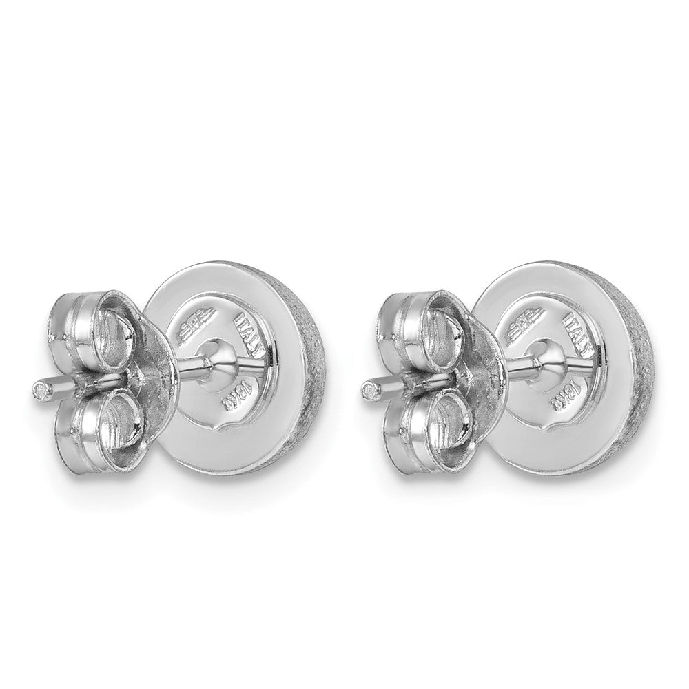 18K White Gold Rhodium-plated Brushed 8.0mm Button Stud Earrings