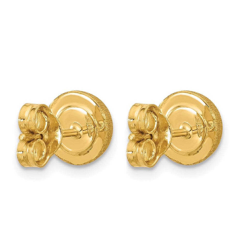 18k Yellow Gold Brushed 8.0mm Button Stud Earrings