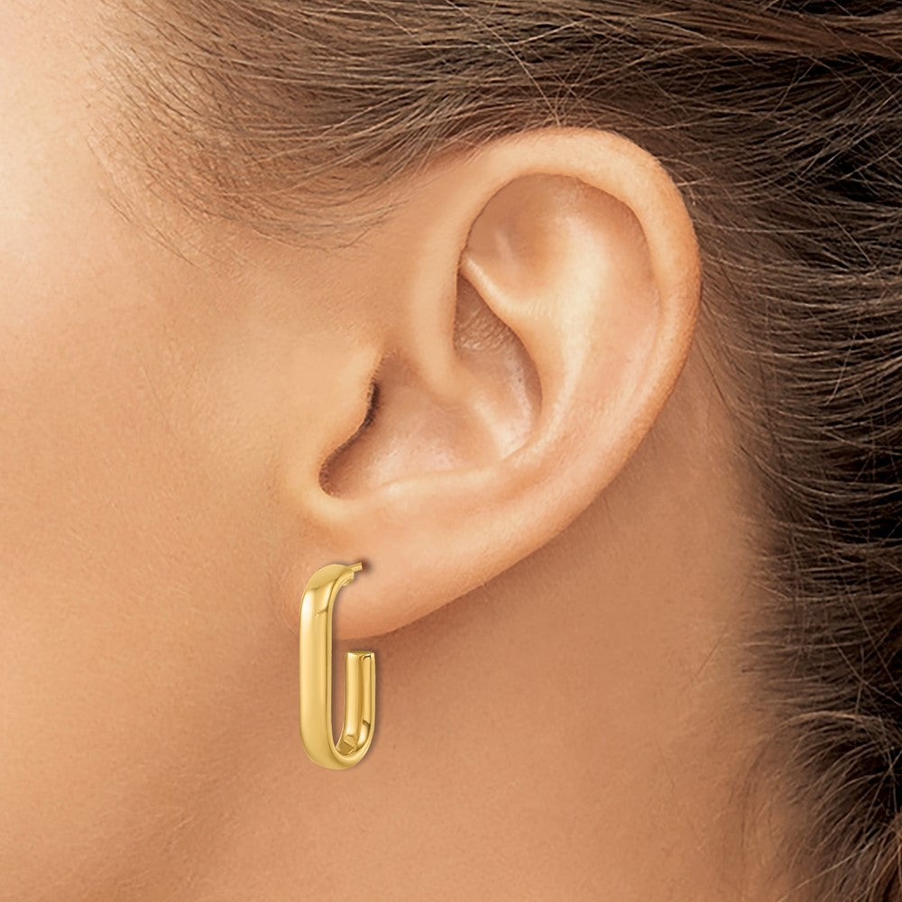 18k Yellow Gold Polished J-Hoop Earrings