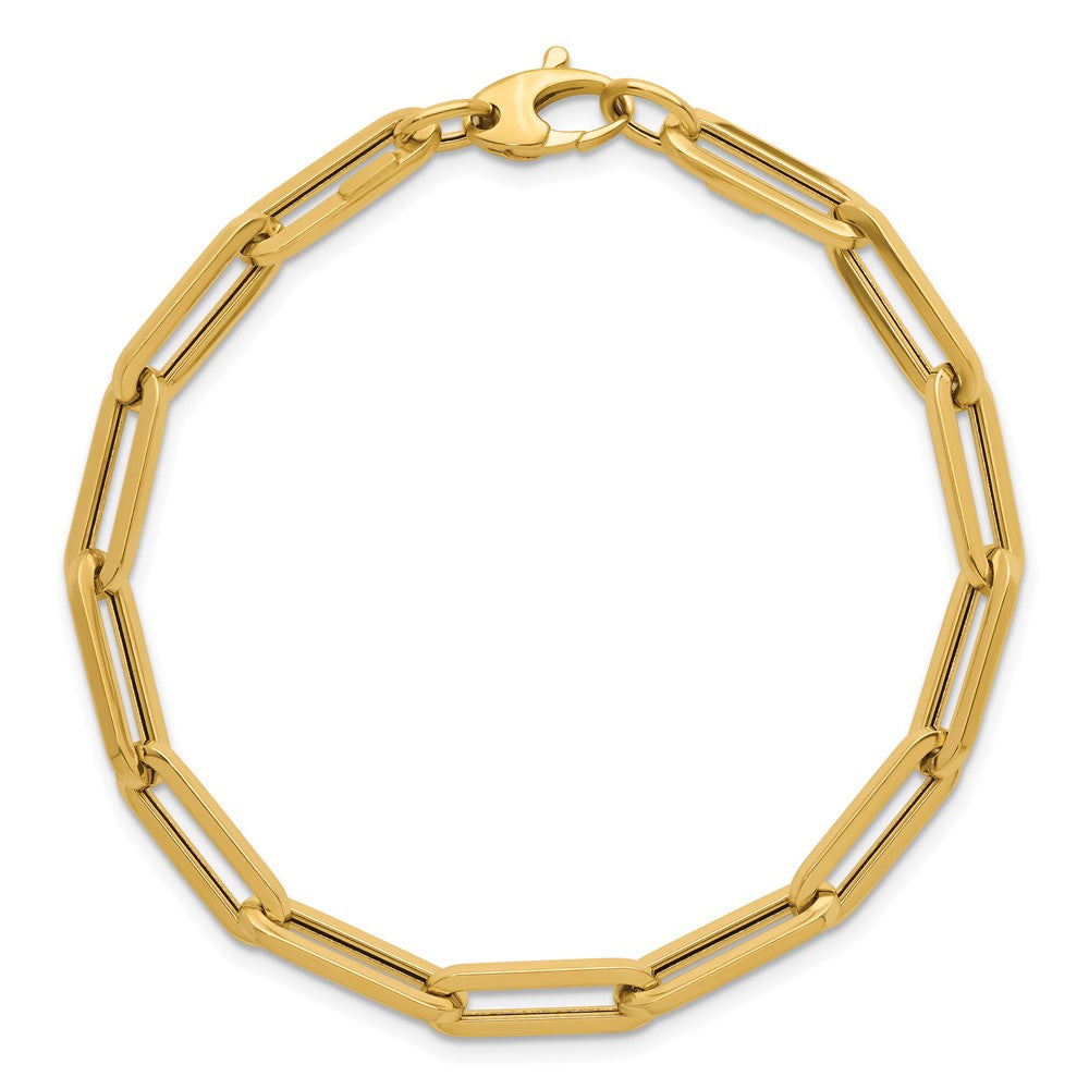 14k Yellow Gold Polished 5.3mm Paperclip Link 7.5 inch Bracelet