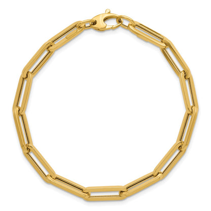 14k Yellow Gold Polished 5.3mm Paperclip Link 7.5 inch Bracelet