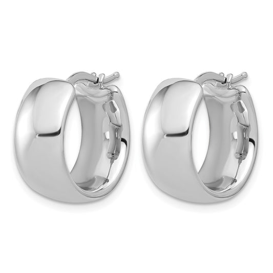 18K White Gold Rhodium-plated Polished 8.6x19mm Round Hoop Earrings