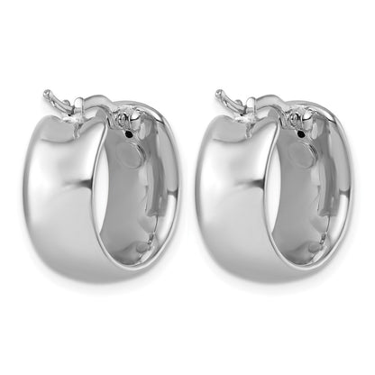 18K White Gold Rhodium-plated Polished 8.6x19mm Round Hoop Earrings
