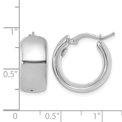 18K White Gold Rhodium-plated Polished 8.6x19mm Round Hoop Earrings