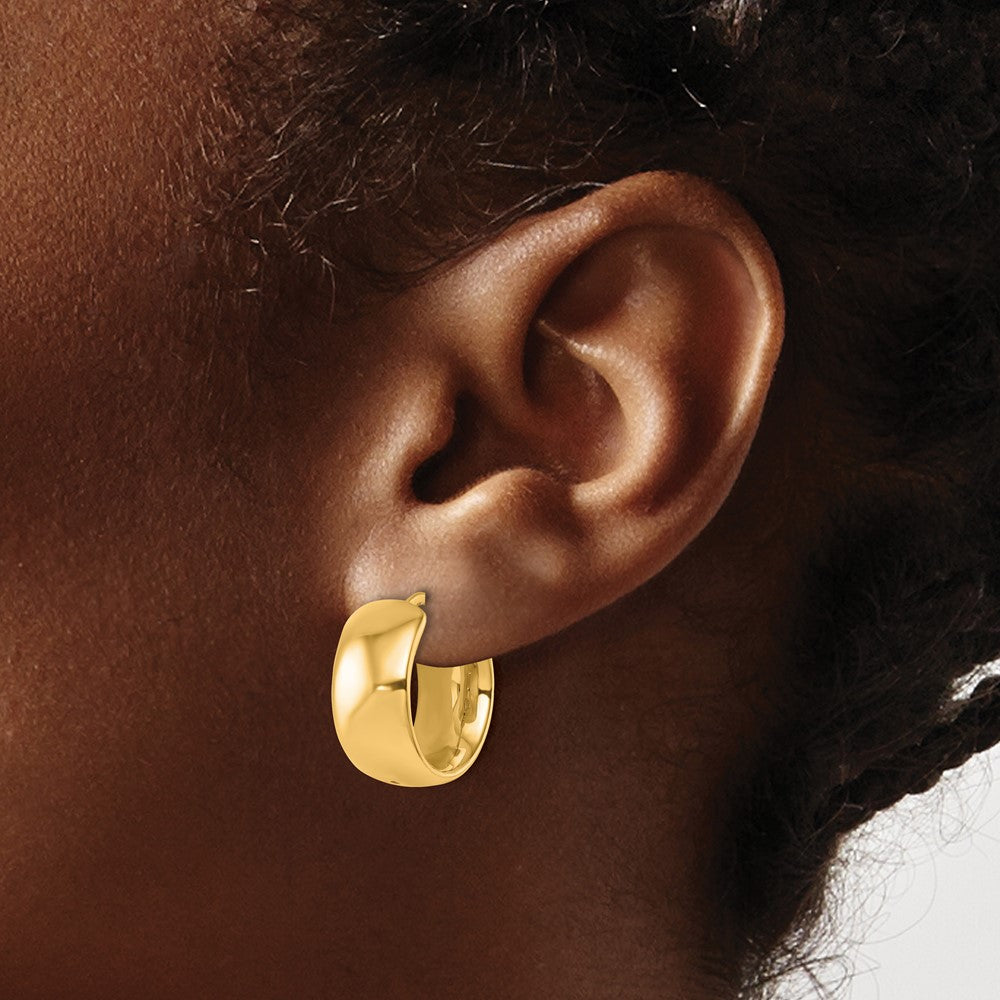 18k Yellow Gold Polished 8.6x19mm Round Hoop Earrings