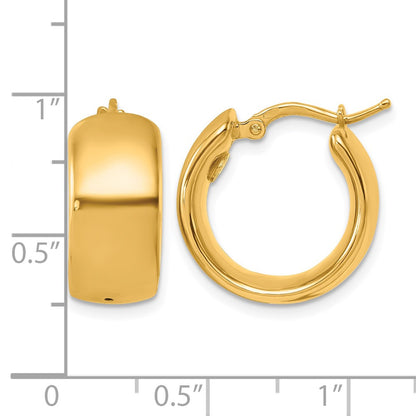 18k Yellow Gold Polished 8.6x19mm Round Hoop Earrings