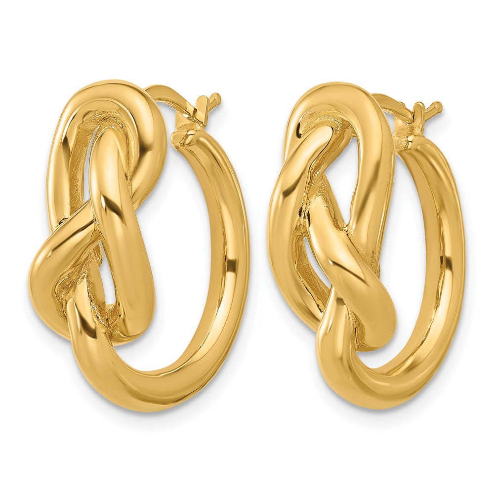 18k Yellow Gold Polished Infinity Knot Round Hoop Earrings