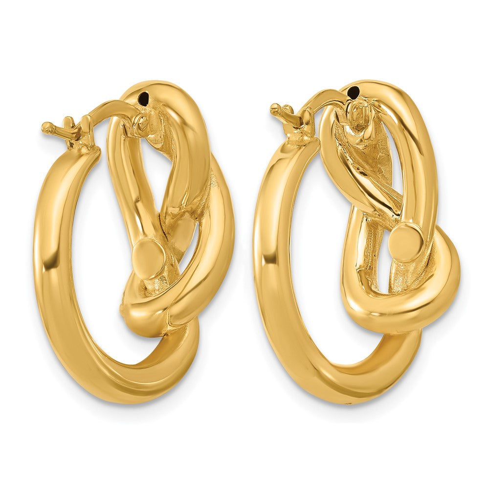 18k Yellow Gold Polished Infinity Knot Round Hoop Earrings