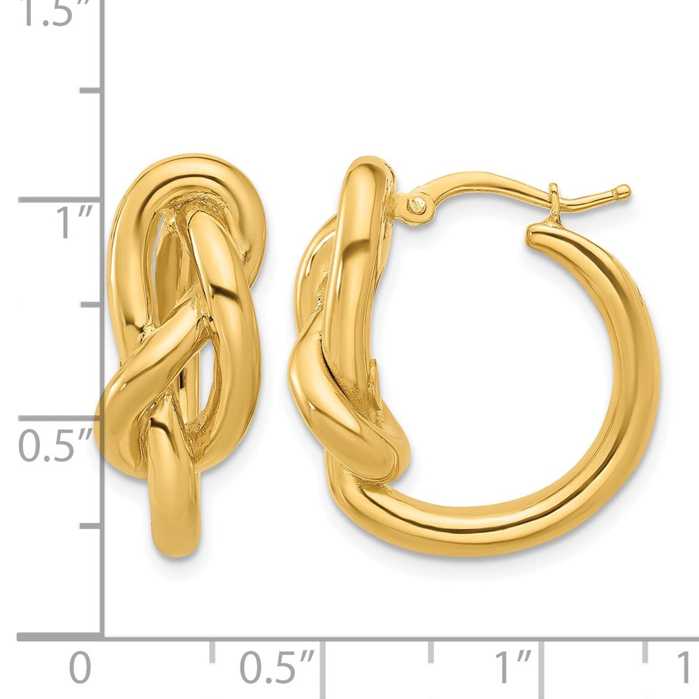 18k Yellow Gold Polished Infinity Knot Round Hoop Earrings
