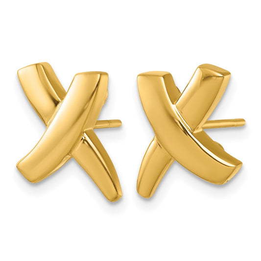 18k Yellow Gold Polished X Stud Earrings