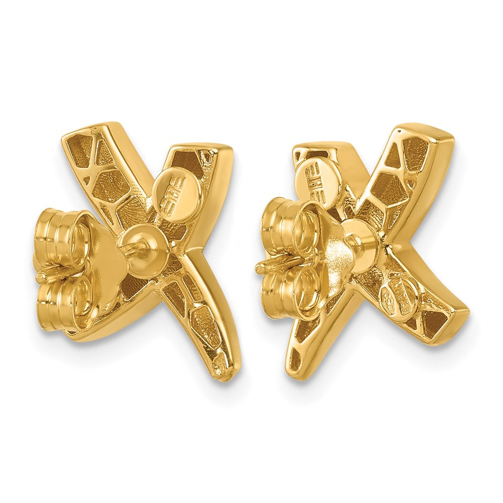 18k Yellow Gold Polished X Stud Earrings