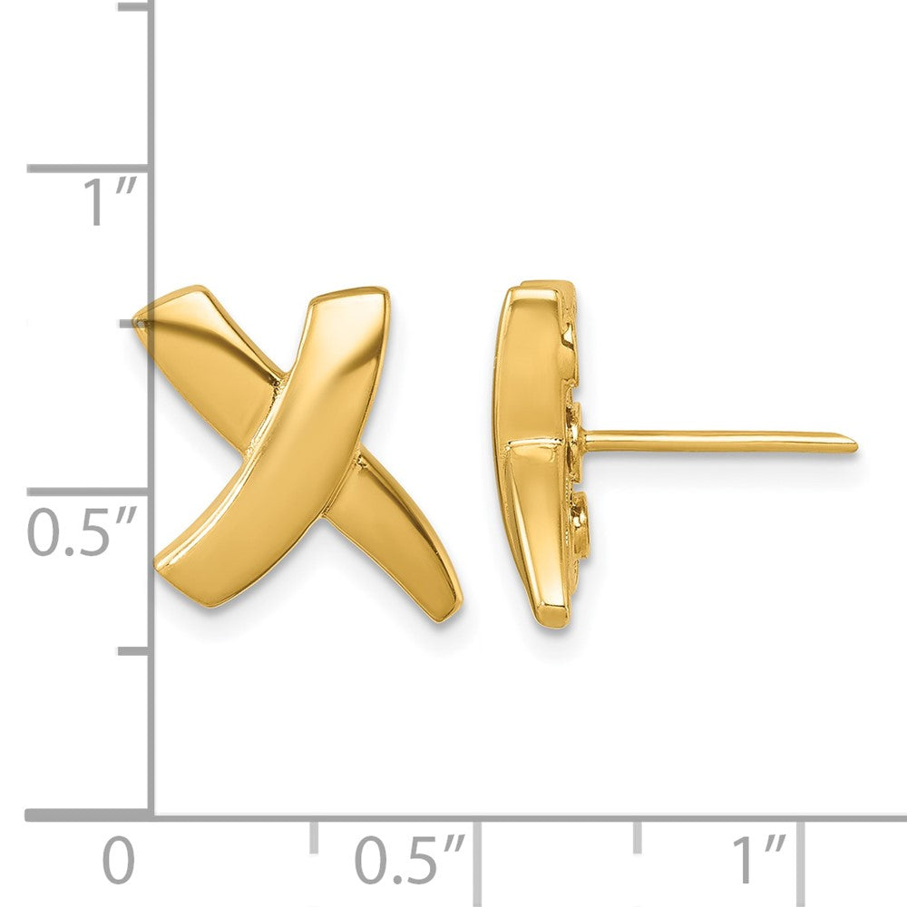 18k Yellow Gold Polished X Stud Earrings