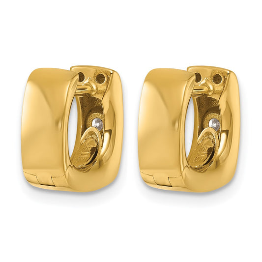 18K Yellow Gold Polished Diamond Huggie Hinged Hoop Earrings