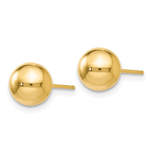 14k Yellow Gold Polished 7mm Ball Stud Earrings