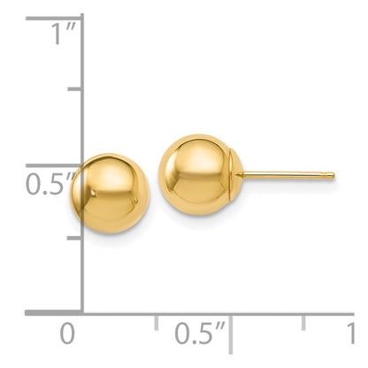 14k Yellow Gold Polished 7mm Ball Stud Earrings