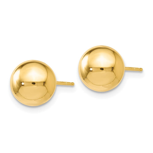 14k Yellow Gold Polished 8mm Ball Stud Earrings