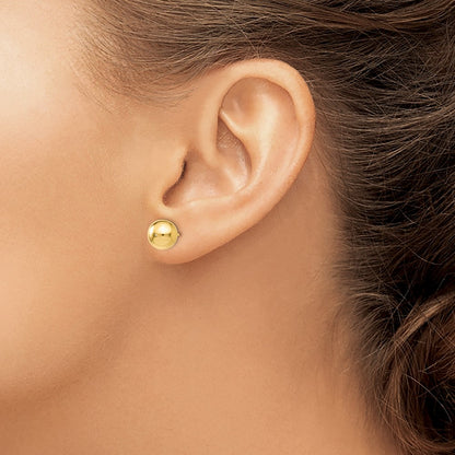 14k Yellow Gold Polished 8mm Ball Stud Earrings