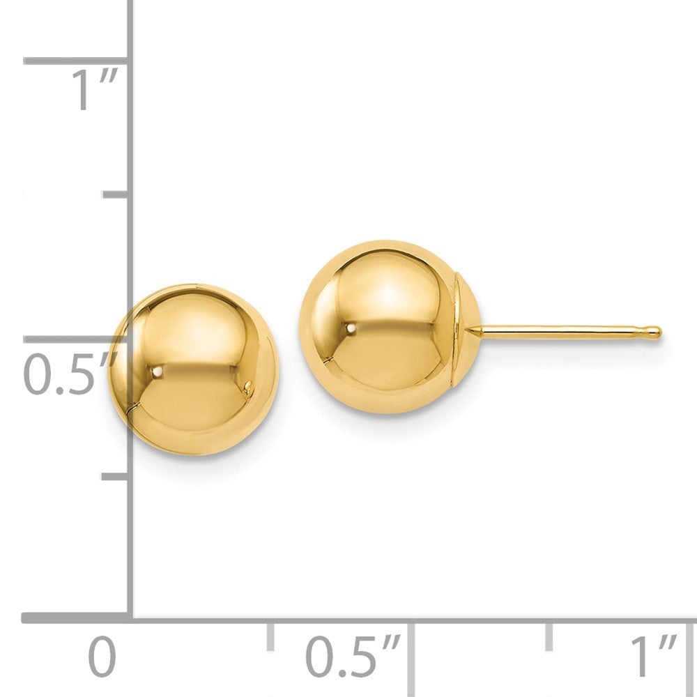 14k Yellow Gold Polished 8mm Ball Stud Earrings