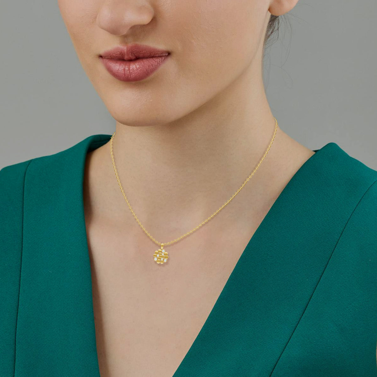 14k Yellow Gold or 18K Gold Vermeil 0.36 Ct Round Lab Grown Diamond Pendant Necklace