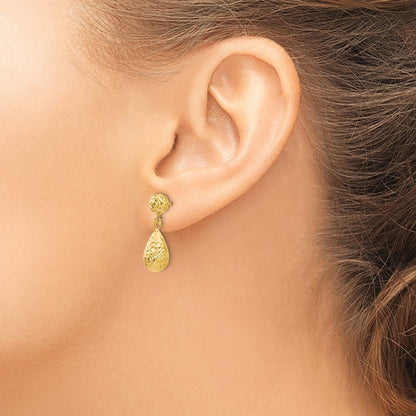 14k Yellow Gold Diamond-Cut Post Dangle Earrings