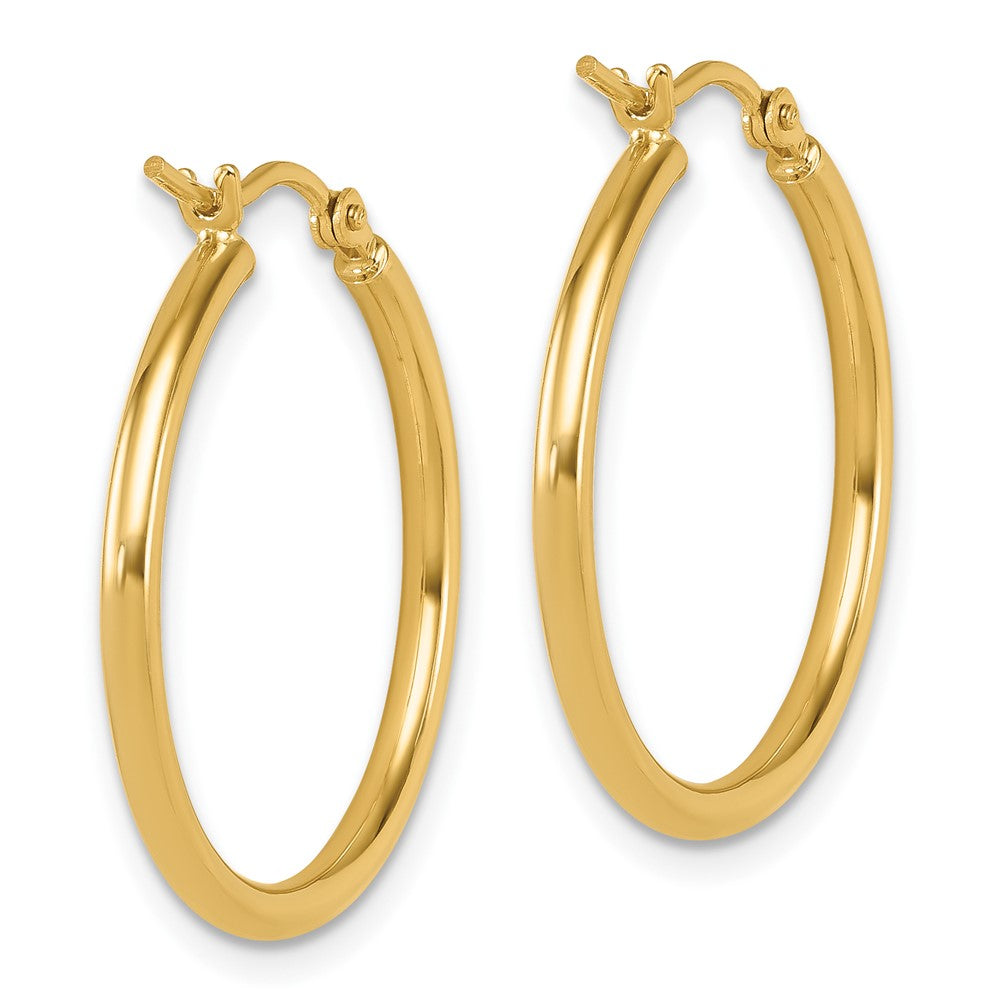 14k Yellow Gold 2x25mm Polished Hoop Earrings