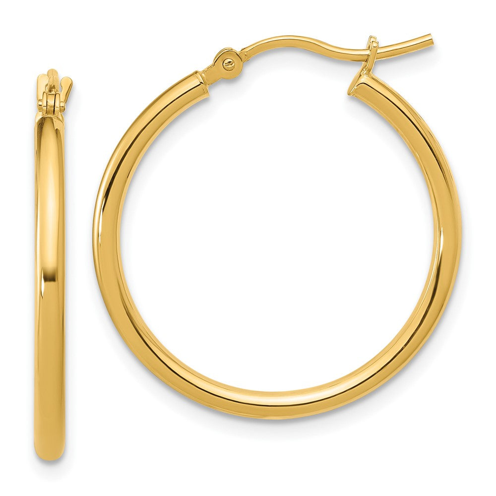 14k Yellow Gold 2x25mm Polished Hoop Earrings