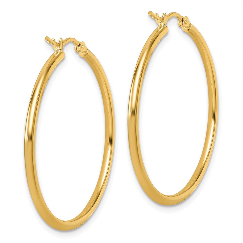 14k Yellow Gold Polished 2x35mm Hoop Earrings