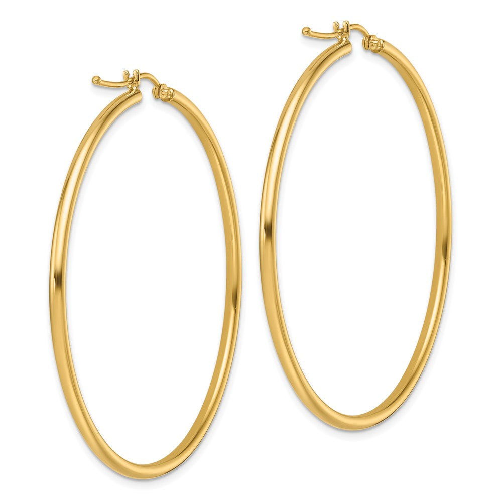 14k Yellow Gold Polished 2mm Hoop Earrings
