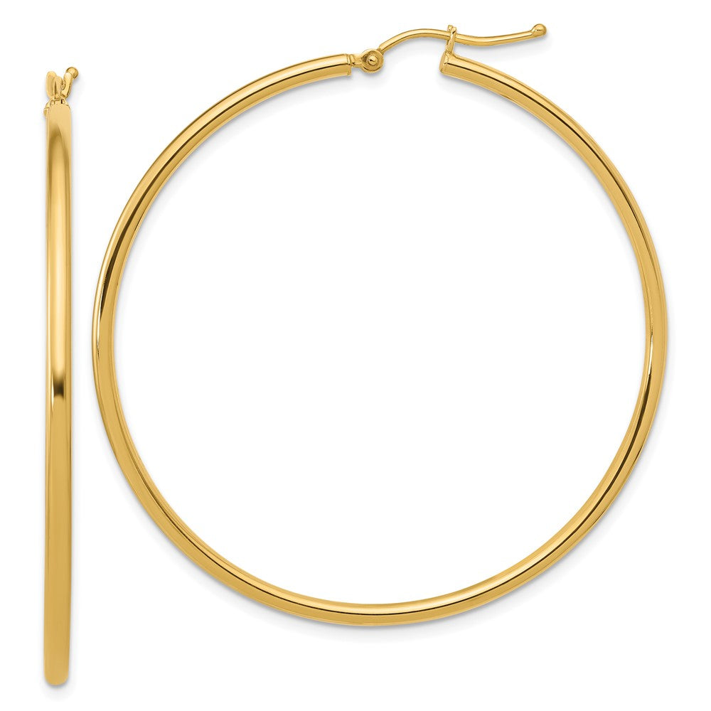 14k Yellow Gold Polished 2mm Hoop Earrings