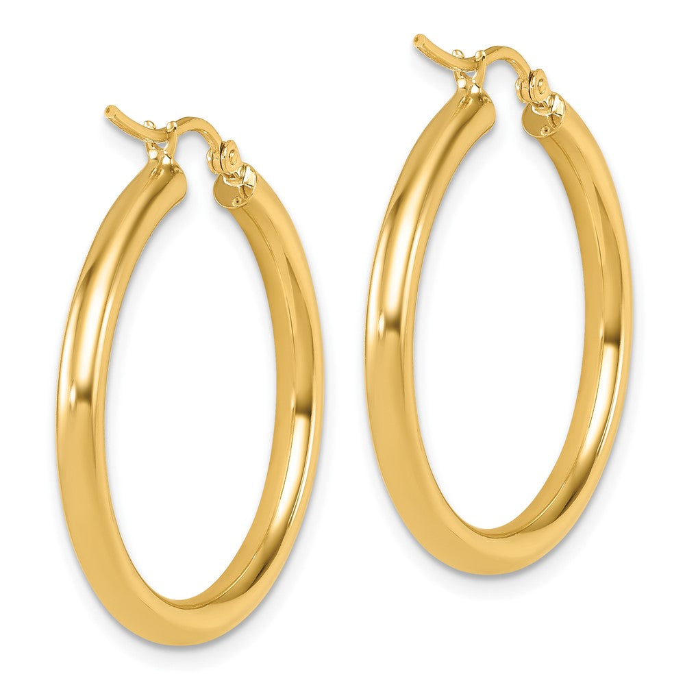 14k Yellow Gold Polished 3mm Hoop Earrings