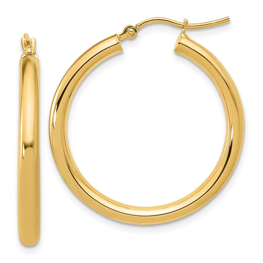 14k Yellow Gold Polished 3mm Hoop Earrings