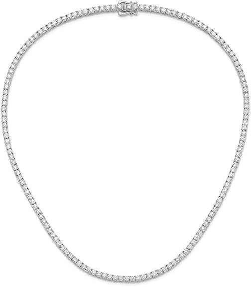 14k Gold Round Cut Lab Grown Diamond Tennis Necklace 18" 4ct to 20ct, Color-E-F, Clarity- VS