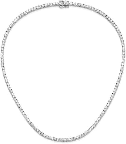 14k Gold Round Cut Lab Grown Diamond Tennis Necklace 18" 4ct to 20ct, Color-E-F, Clarity- VS