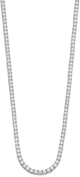 14k Gold Round Cut Lab Grown Diamond Tennis Necklace 18" 4ct to 20ct, Color-E-F, Clarity- VS
