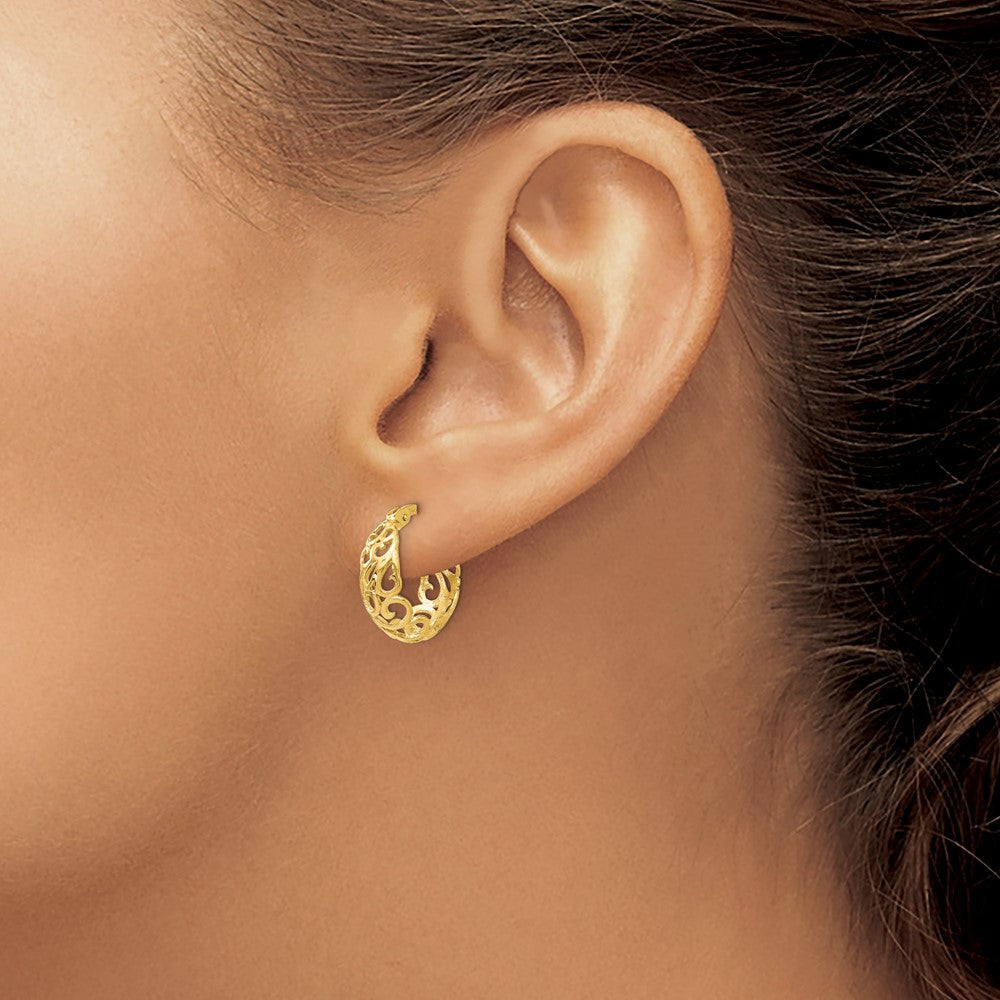 14k Yellow Gold Polished Hinged Hoop Earrings
