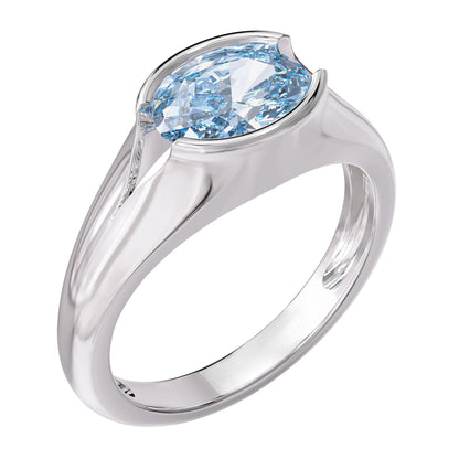 1 Carat Lab Grown London Blue Topaz Solitaire Ring