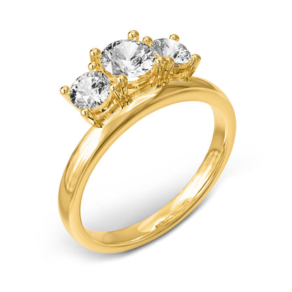 1 Carat Round Lab Grown Lab Grown Diamond Three-stone Ring