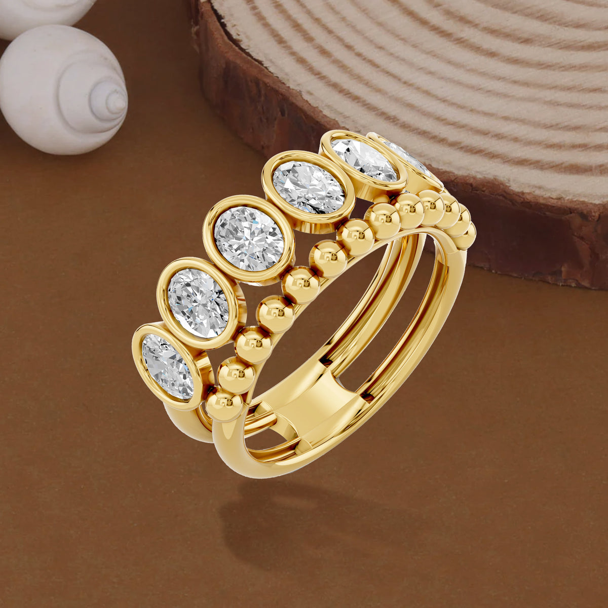 14k Yellow Gold or 18K Gold Vermeil 1.47 Ct Oval Lab Grown Diamond 7-Stone Ring Size 7
