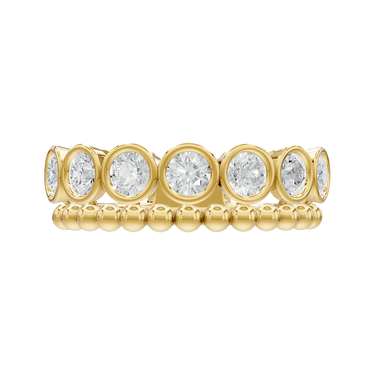 14k Yellow Gold or 18K Gold Vermeil 1.02 Ct Round Lab Grown Diamond 7-Stone Ring Size 7