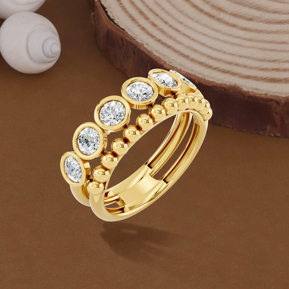 14k Yellow Gold or 18K Gold Vermeil 1.02 Ct Round Lab Grown Diamond 7-Stone Ring Size 7