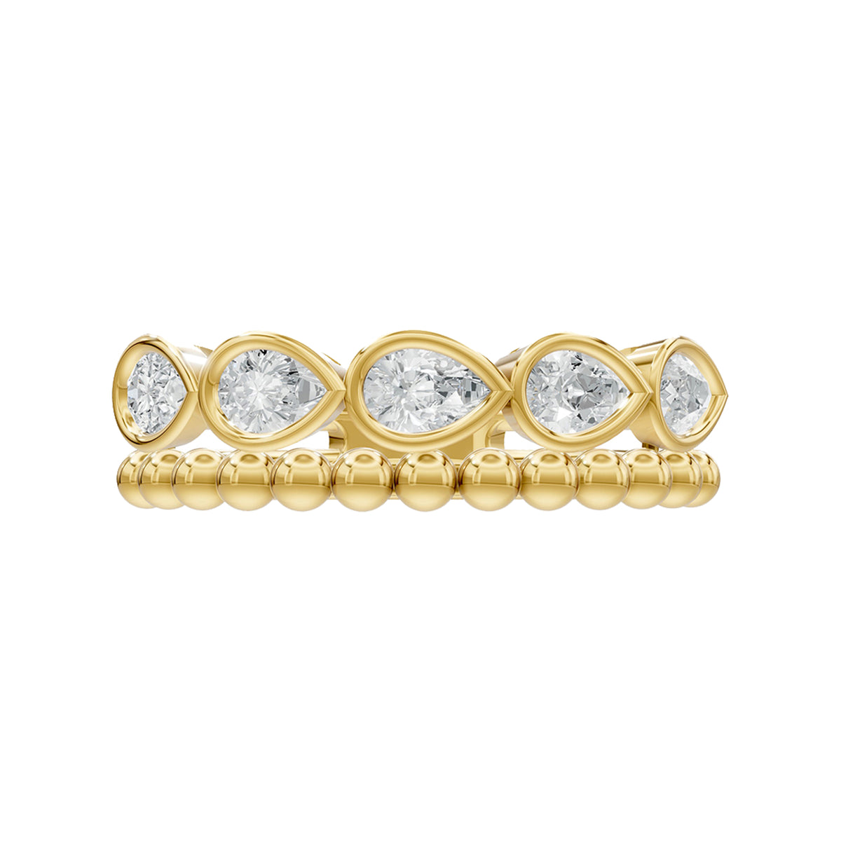 14k Yellow Gold or 18K Gold Vermeil 0.7 Ct Pear Lab Grown Diamond 5-Stone Ring Size 7